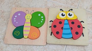 Puzzles de madera: mariposa y mariquita