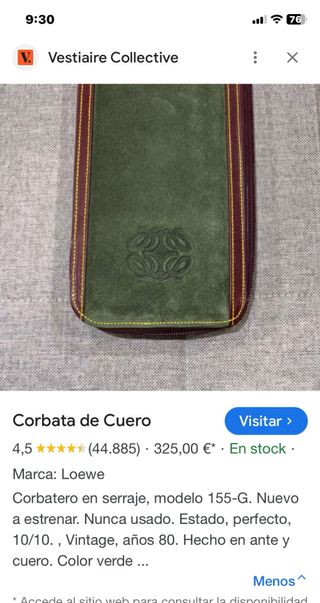 Estuche para corbatas Loewe de cuero verde
