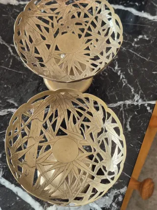 2 Piezas Antiguas Talladas Bambú