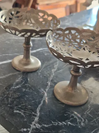 2 Piezas Antiguas Talladas Bambú