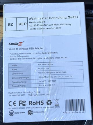 Adaptador Carlink CPC200-U2W Plus para Carplay