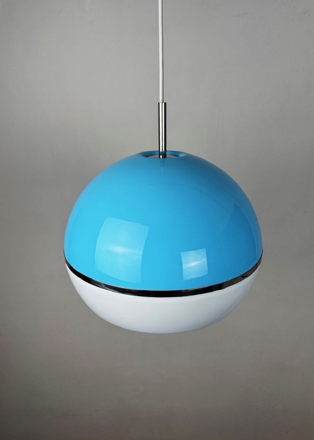 Lámpara Techo Space Age 70s Azul/Blanco