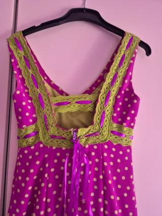 Vestido Flamenca Lunares Morado y Verde