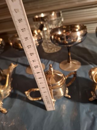 Antichi calici in metallo  porta ghiaccio in vetro