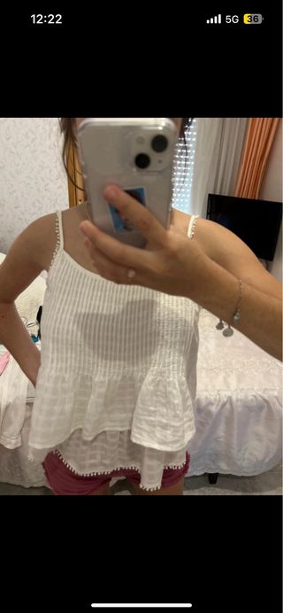 Top Zara puntilla blanco