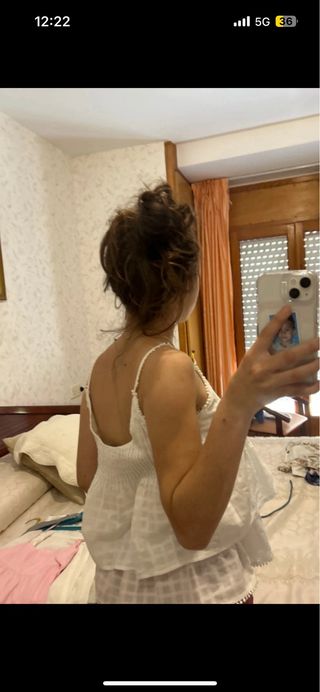 Top Zara puntilla blanco