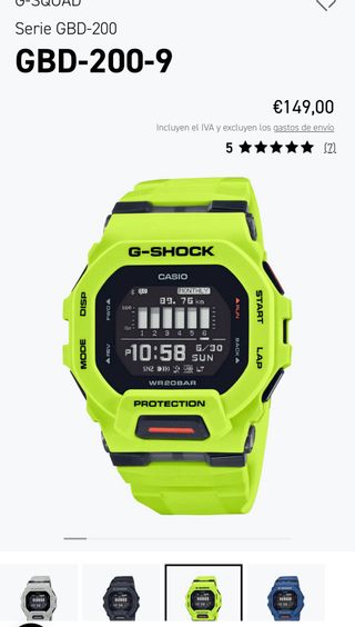 Reloj Casio G-Shock GBD-200-9Amarillo Neón