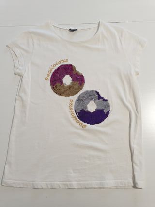 Lote 2 camisetas niña lentejuelas 12 años