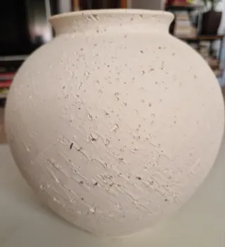 Jarrón Cerámica Blanca Texturizada 20x20ctm