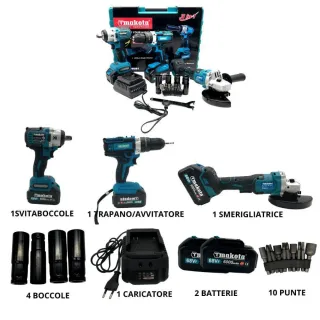 Kit 3in1 Makota: Avvitatore, Trapano, Smerigliatri