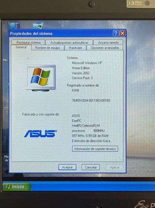Portátil Asus Eee PC 10 Windows XP

