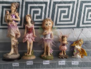 Set di 5 figure decorative a forma di fata