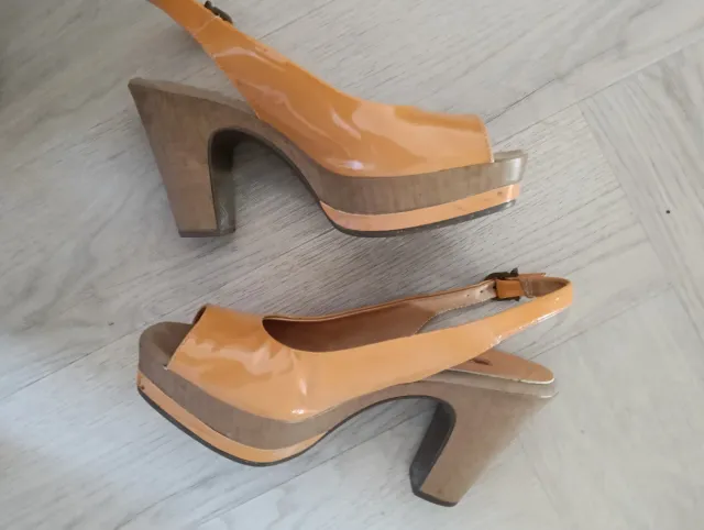 Sandalias de tacón naranja/rosa talla 36