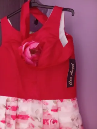 Vestido fiesta floral rojo y blanco