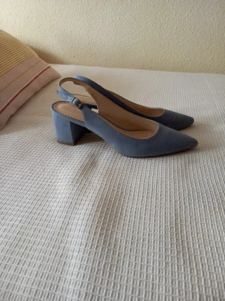 Zapatos Slingback Tacón Azul