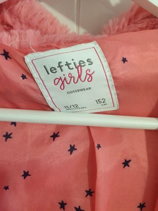 Abrigo rosa LEFTIES 11/12 años tacto peluche