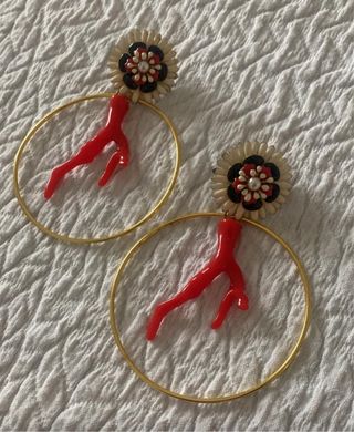 Pendientes Flamenca Coral Aro Dorado