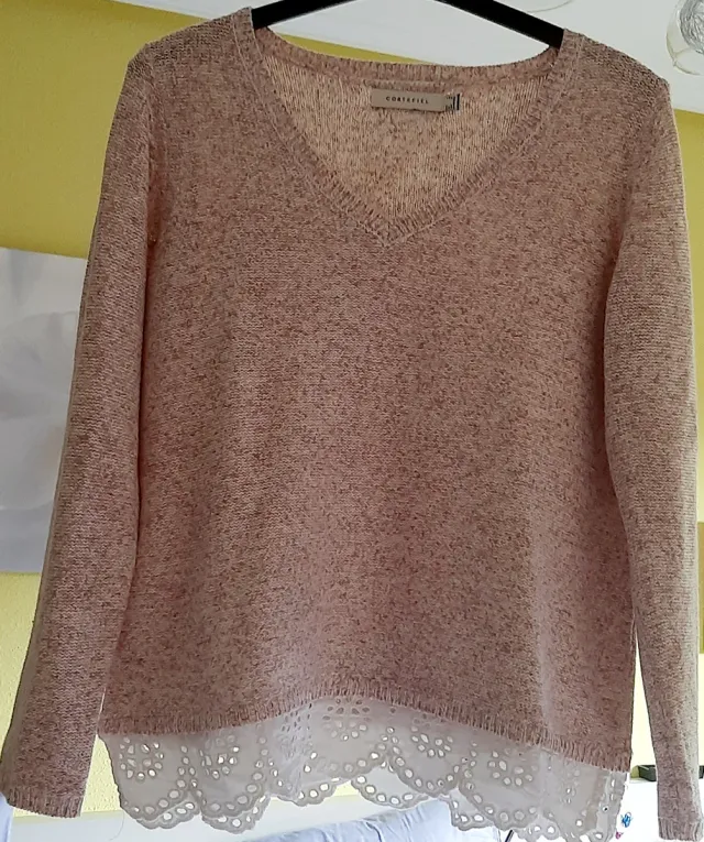 Jersey Cortefiel rosa y blanco Talla S