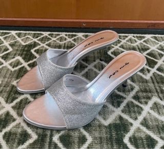 Scarpe donna glitter argento tacco 39