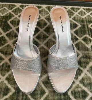 Scarpe donna glitter argento tacco 39