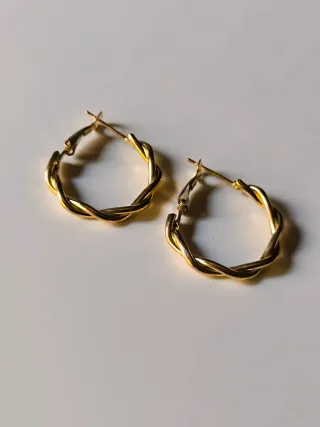 Pendientes Aro Zara Dorados Trenzados