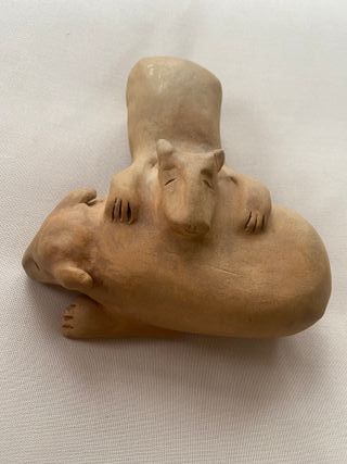 Scultura in ceramica «Orso con cucciolo» Anno 78 