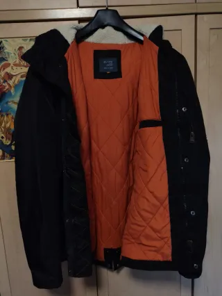 Parka XL Blend Negra con interior Naranja 