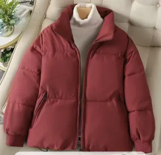 Chaqueta acolchada roja mujer color burdeos