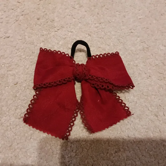 2 Lazos pelo niña bordado.Granate y camel