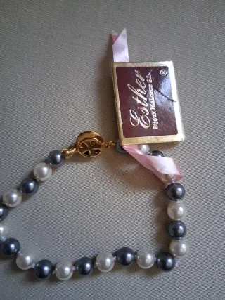 Pulsera Perlas Majorica Vintage Gris y Blanca