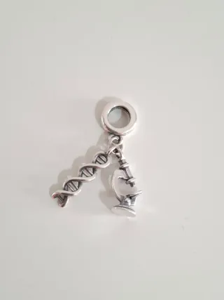 Colgante ADN y Microscopio Plata