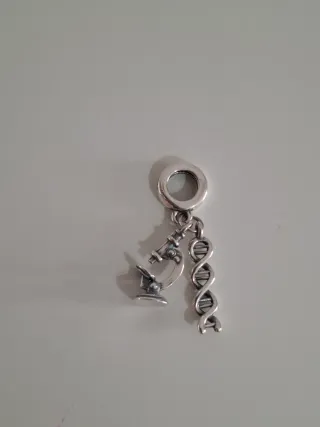 Colgante ADN y Microscopio Plata