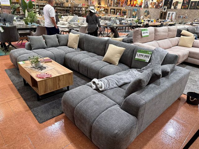 Sofá Rinconera Gris y Beige