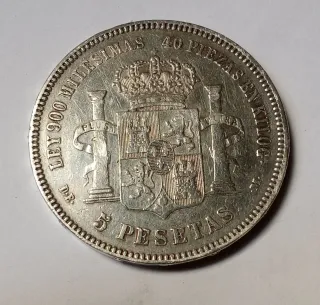 5 Pesetas Alfonso XII 1876
