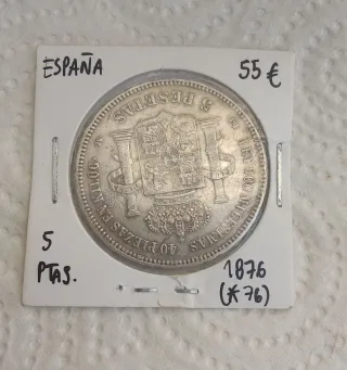 5 Pesetas Alfonso XII 1876