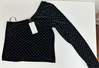 Top terciopelo Mango lunares