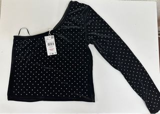 Top terciopelo Mango lunares