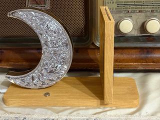 Lampada con porta foto luna oro