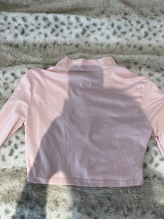Top Shein rosa manga larga cremallera