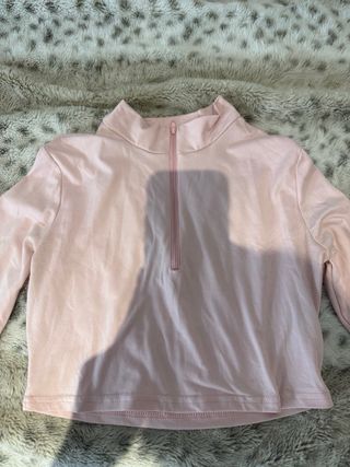 Top Shein rosa manga larga cremallera