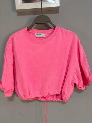 Bershka Camiseta Rosa Talla S
