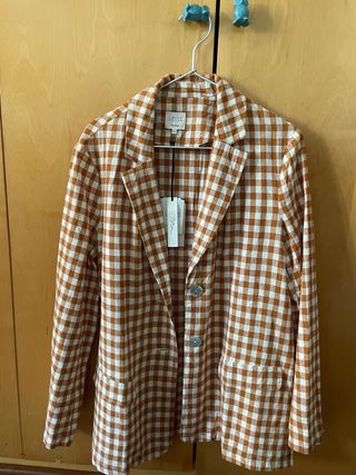 Americana cuadros ocre y blanco Talla M