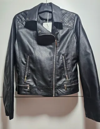 Chaqueta polipiel negra biker XXL Marca Rebec
