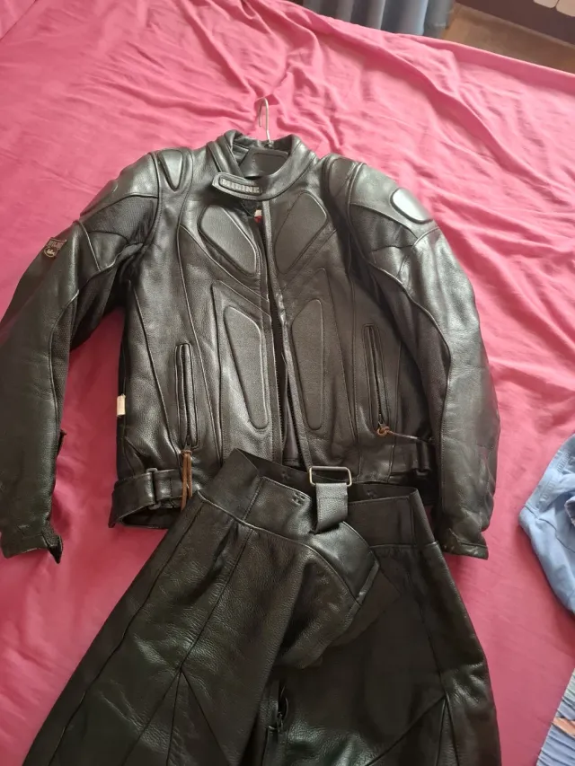 Traje Moto Cuero Talla S Chaqueta y Pantalón