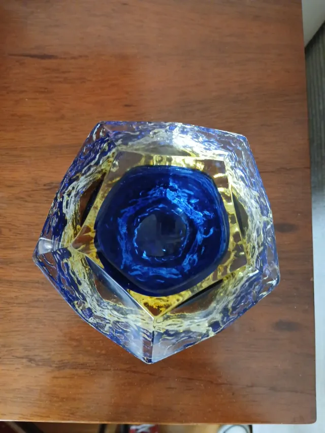 Cenicero Murano Azul y Dorado