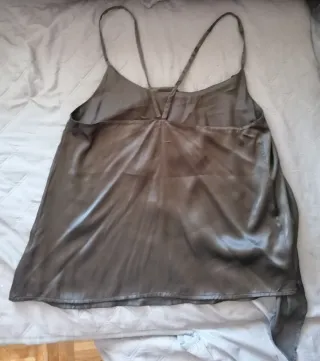 Blanco Camiseta Tirantes Volante Negro