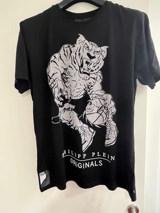 Camiseta Philipp Plein Negra con Diseño Tigre