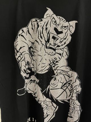 Camiseta Philipp Plein Negra con Diseño Tigre