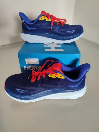 Zapatillas Hoka Clifton 9/ Running Azul-Rojo