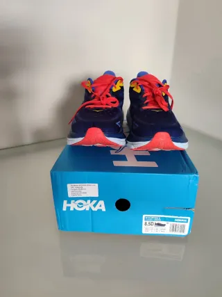 Zapatillas Hoka Clifton 9/ Running Azul-Rojo